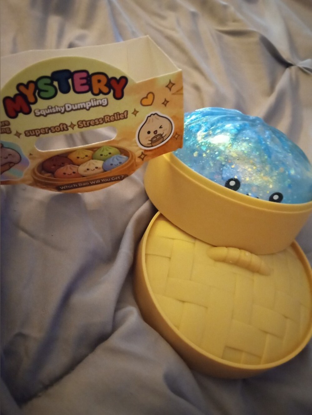 Squishy Dumpling Blue Glitter Stress Toy